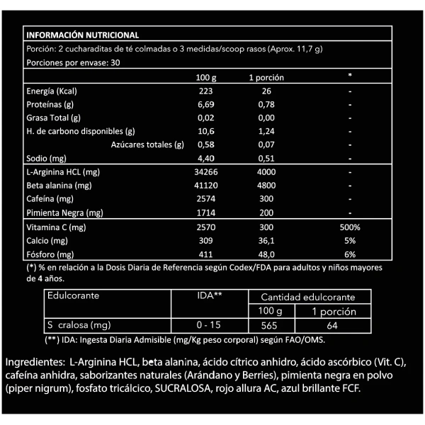 Dynamic Pre Workout Arandano 350grs. - Imagen 2