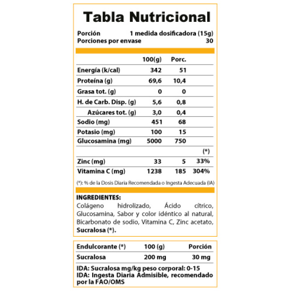 Colágeno Hidrolizado Arti-Safe Naranja 450 Grs. - Imagen 2