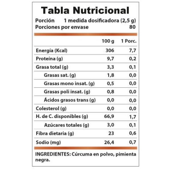Cúrcuma Activada + Pimienta Negra 200grs. - Imagen 2