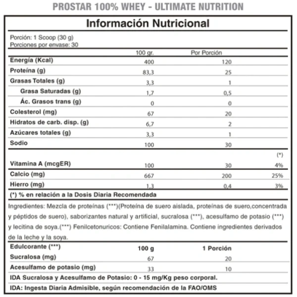 Ultimate Nutrition Prostar Frutilla 907Grs. - Imagen 2