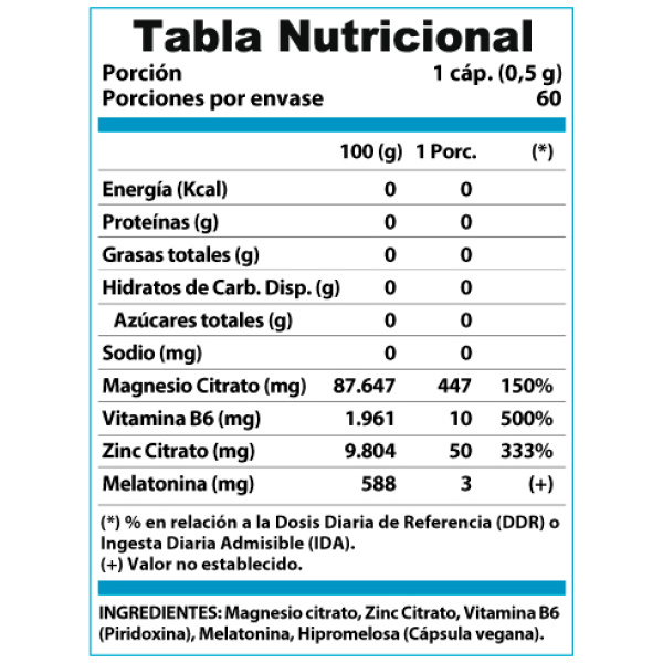 ZMA Nightime +B6 + Melatonina 60 Cáps. - Imagen 2