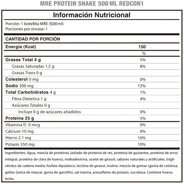MRE Protein Shake Milk Chocolate 500ml - Imagen 2