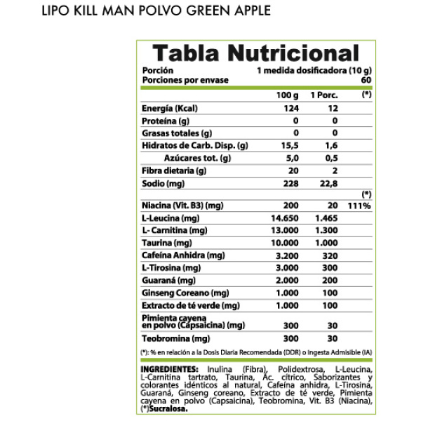 Lipo Kill Man Manzana Verde 600grs. - Imagen 2