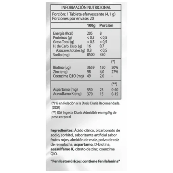 Biotina + Zinc + Q10 20 tab. - Imagen 2
